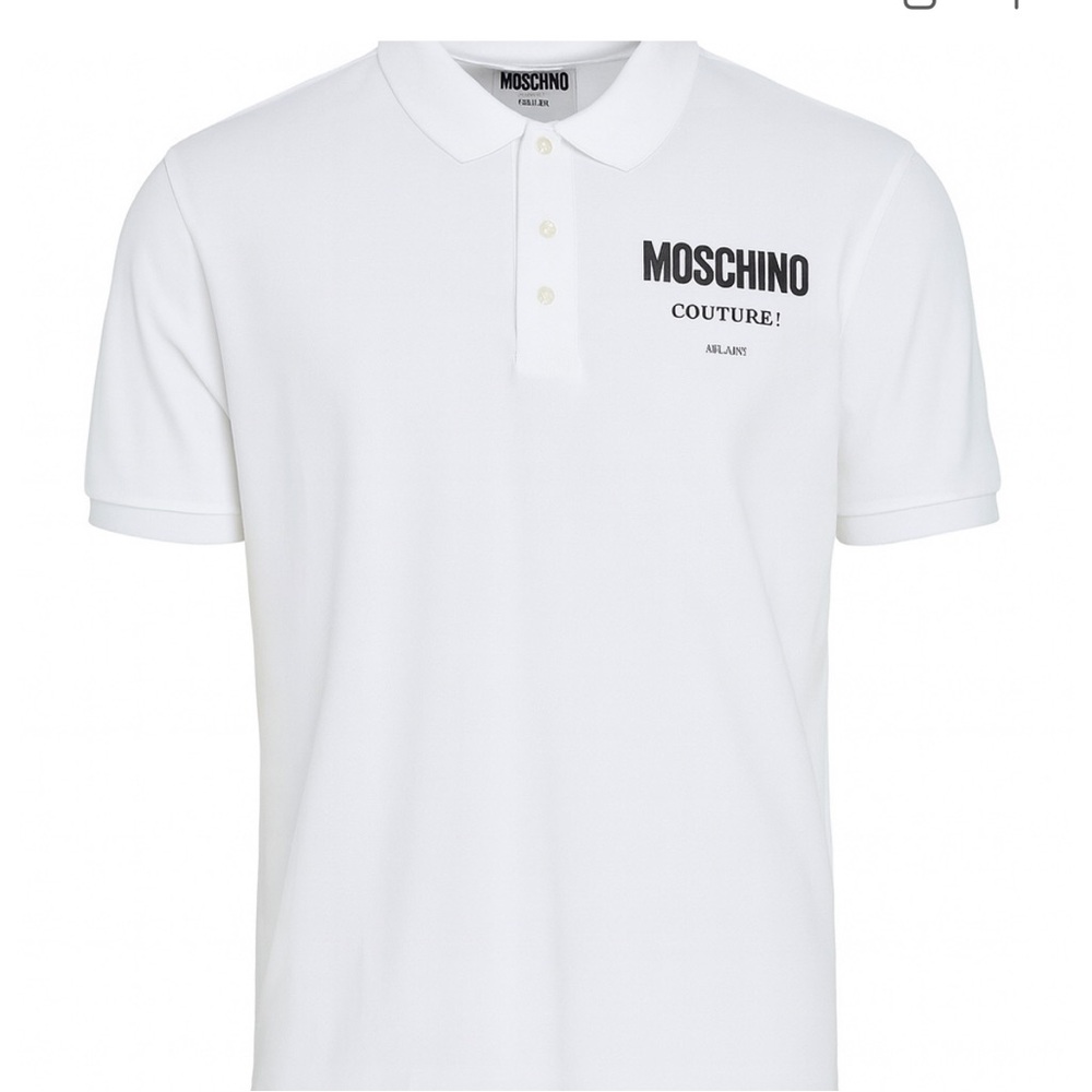 Moschino White Polo with Black Logo